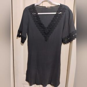 Elegant Black Lace Trim Dress